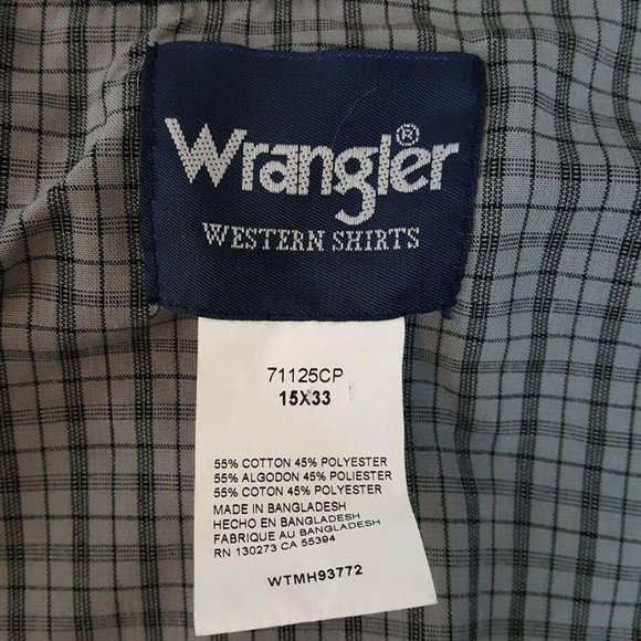 Wrangler Pearl Snap Blue Gray Plaid Long Sleeve We - Picture 5 of 10